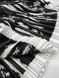 Black White Printed Plisse Fabric - T9 Fabrics