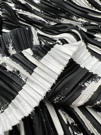 Black White Printed Plisse Fabric - T9 Fabrics