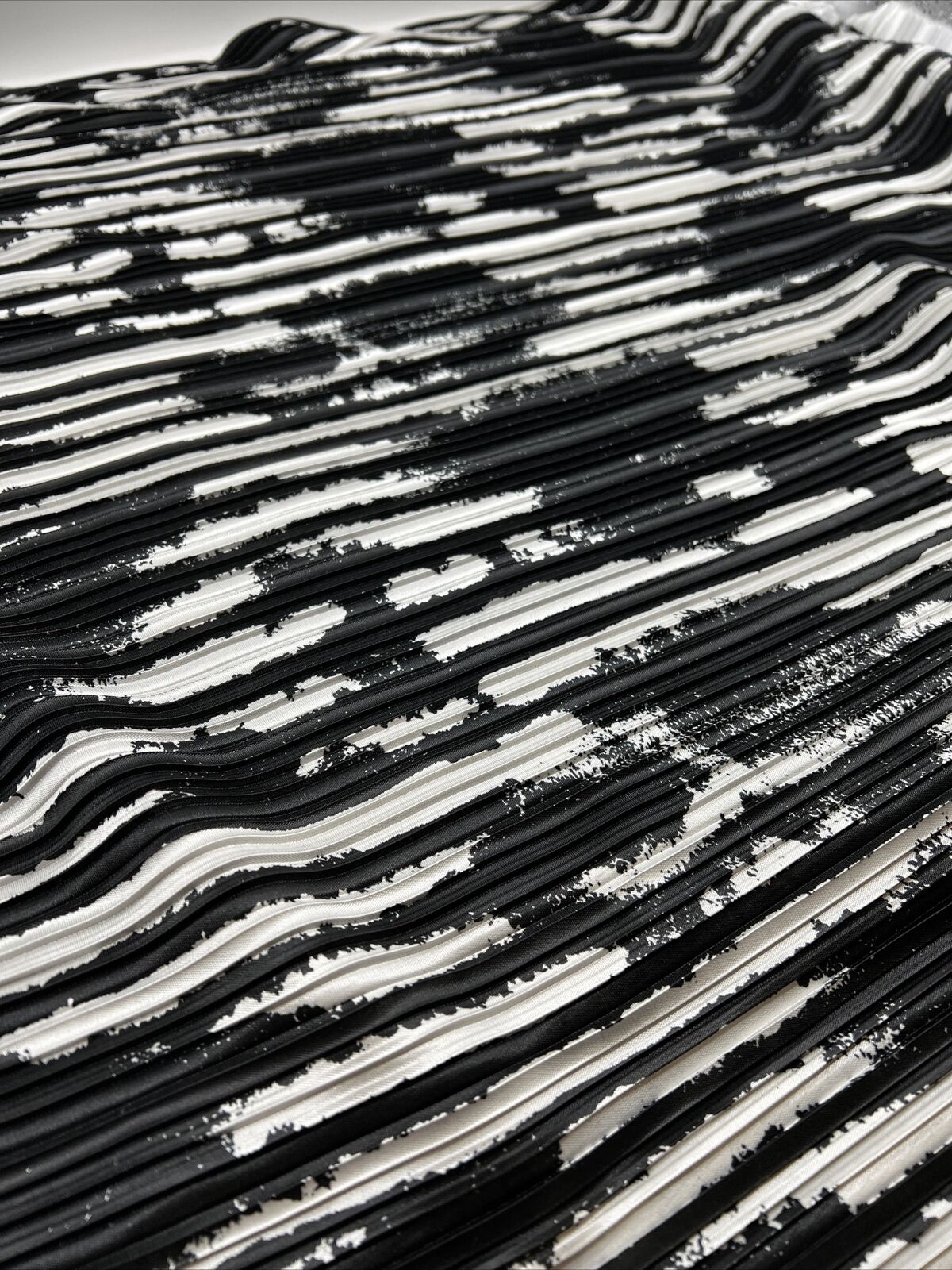 Black White Printed Plisse Fabric - T9 Fabrics