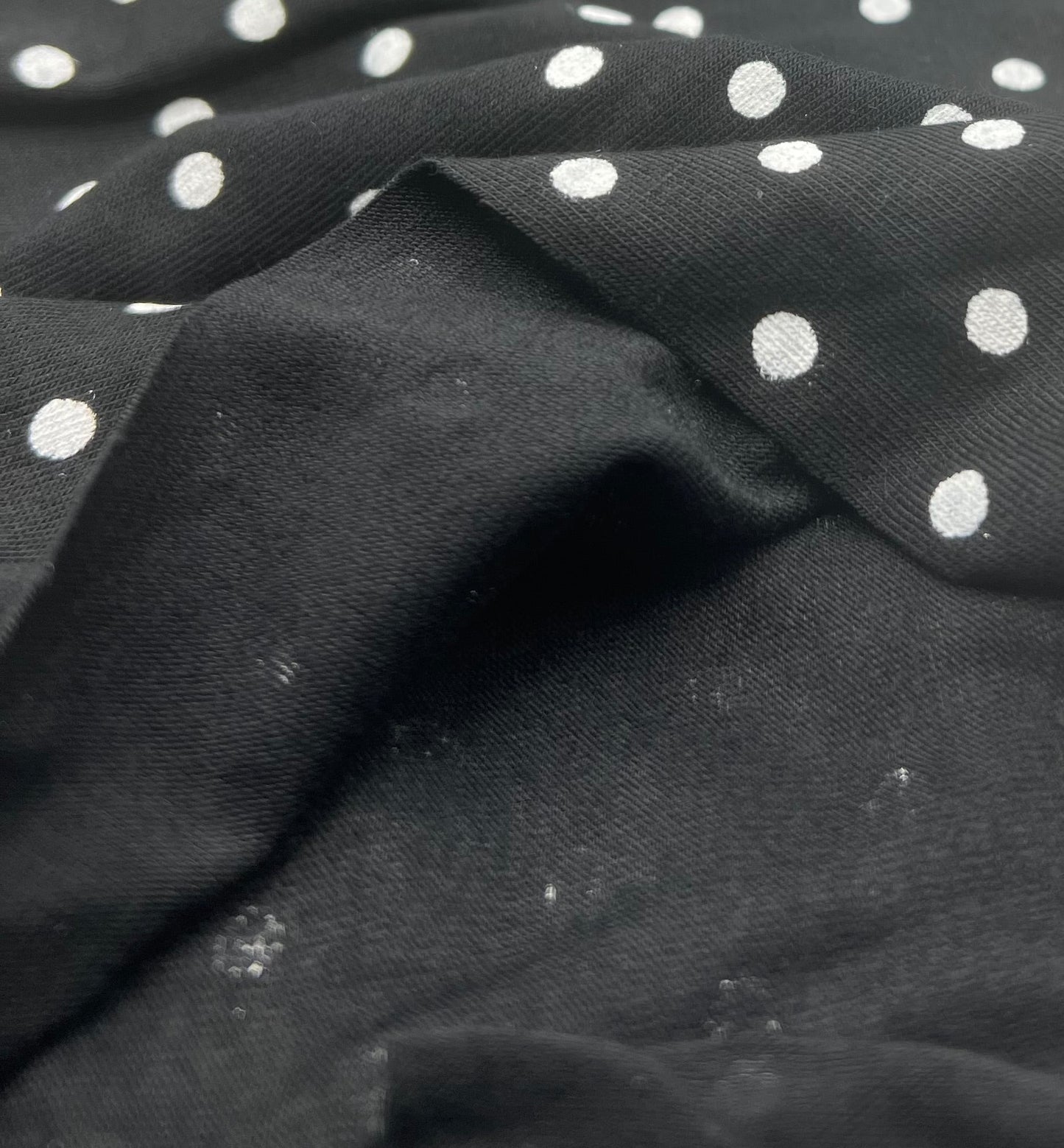 Black & White Small Polka Dot Viscose Elastane Fabric - T9 Fabrics