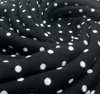 Black & White Small Polka Dot Viscose Elastane Fabric - T9 Fabrics