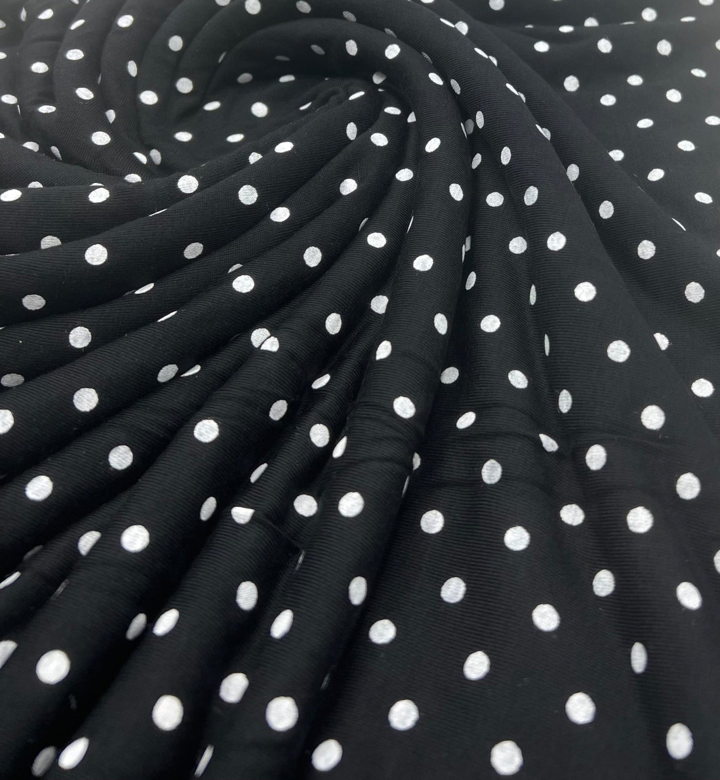 Black & White Small Polka Dot Viscose Elastane Fabric - T9 Fabrics