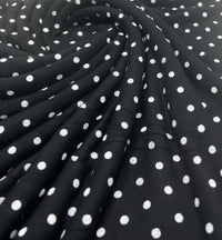 Black & White Small Polka Dot Viscose Elastane Fabric - T9 Fabrics