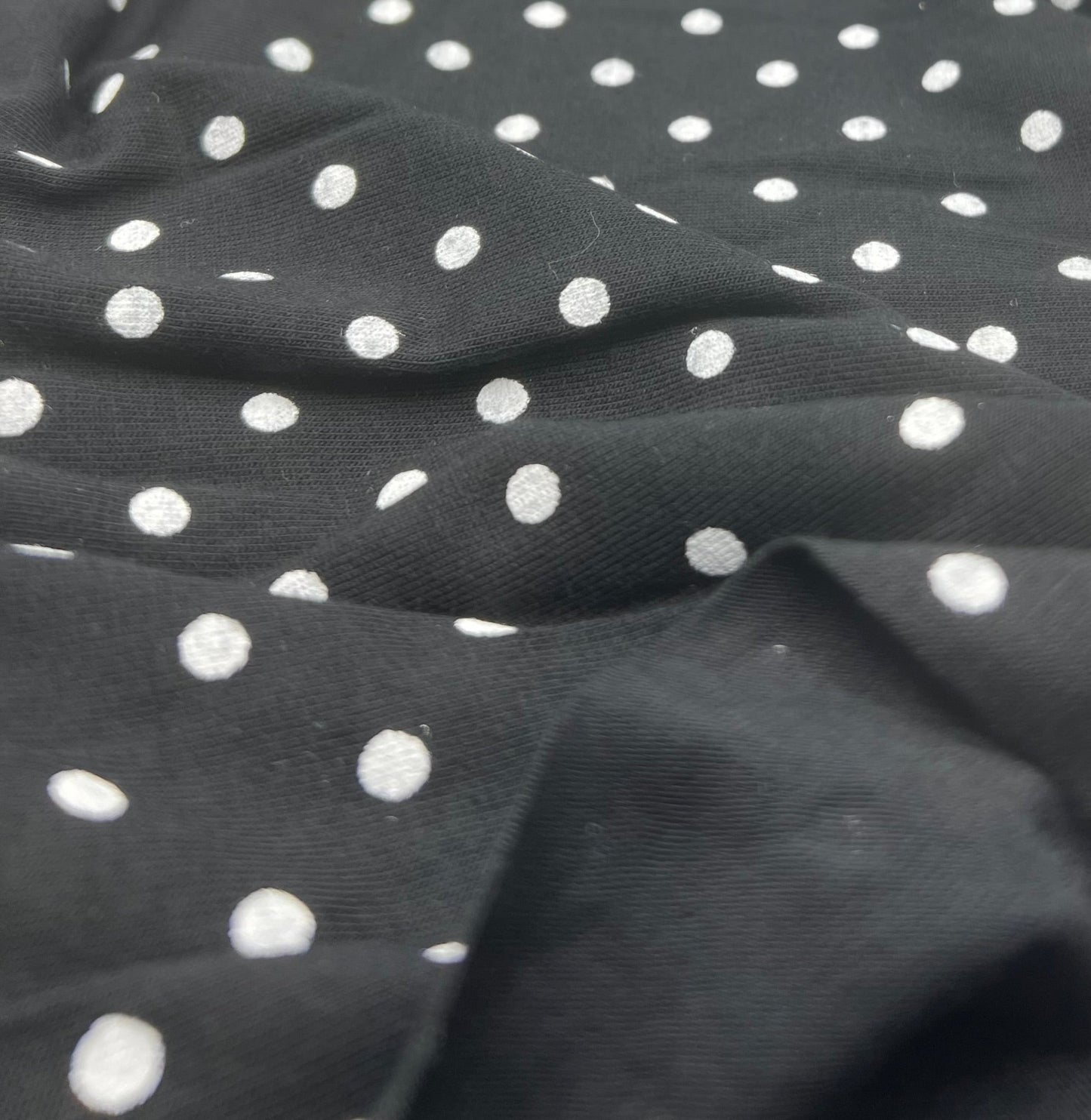 Black & White Small Polka Dot Viscose Elastane Fabric - T9 Fabrics