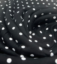 Black & White Small Polka Dot Viscose Elastane Fabric - T9 Fabrics