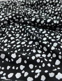 Black White Specs Print Viscose Elastane Fabric - T9 Fabrics