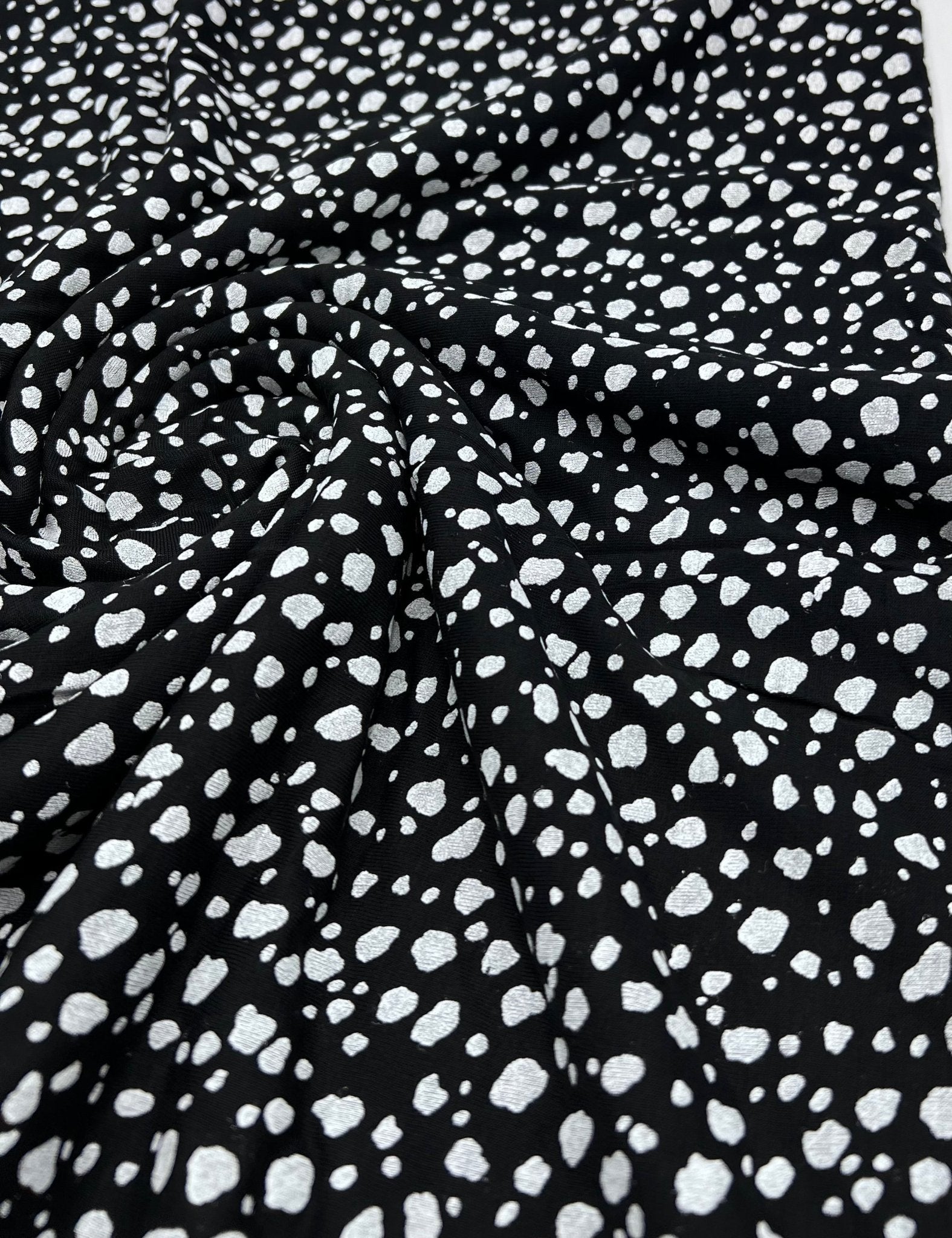 Black White Specs Print Viscose Elastane Fabric - T9 Fabrics