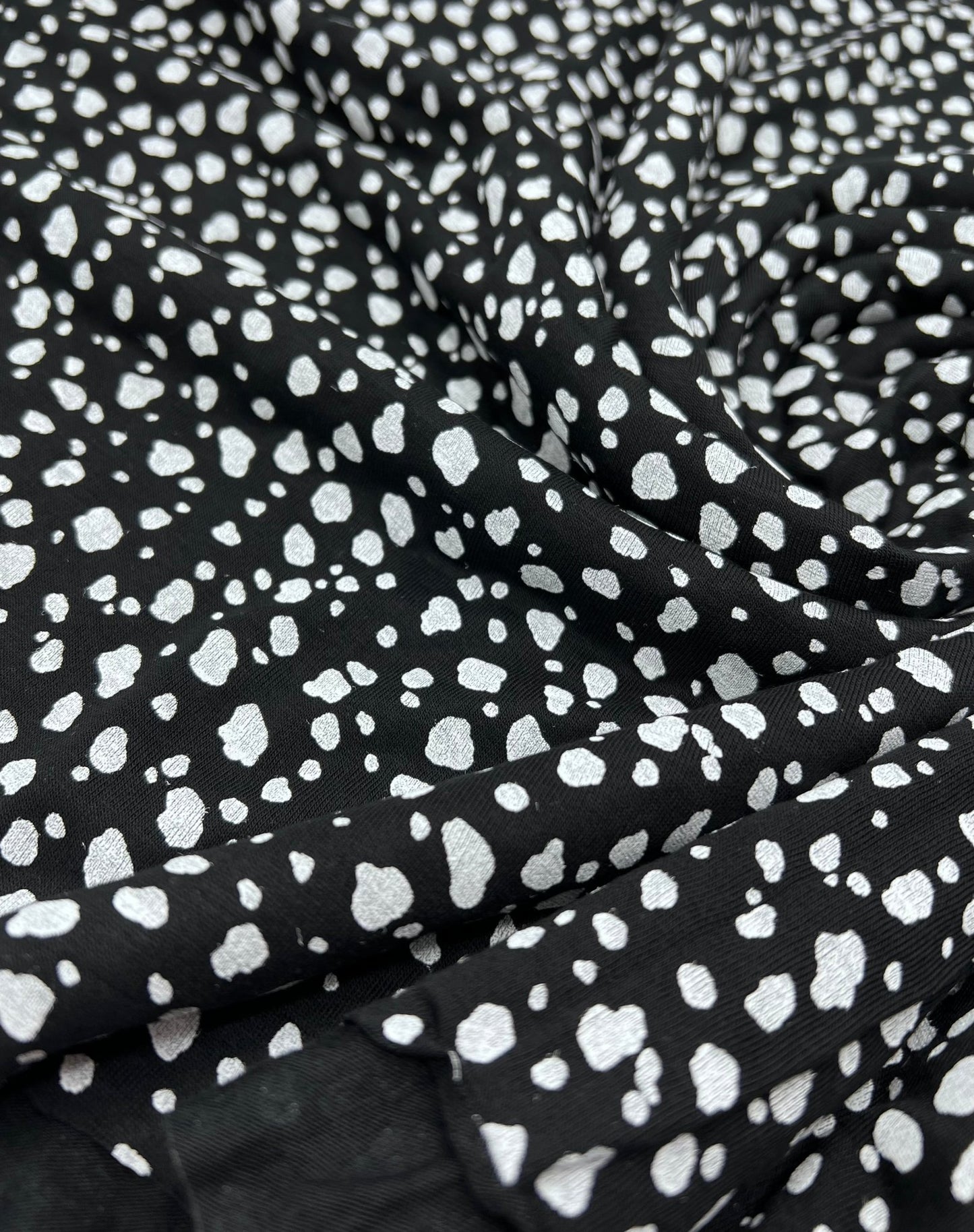 Black White Specs Print Viscose Elastane Fabric - T9 Fabrics