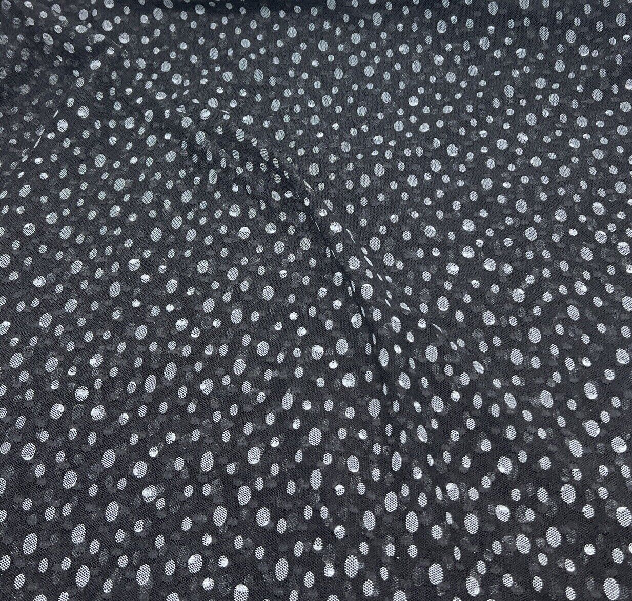 Black White Spot Mesh Fabric Stretch - T9 Fabrics