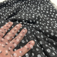 Black White Spot Mesh Fabric Stretch - T9 Fabrics