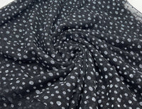 Black White Spot Mesh Fabric Stretch - T9 Fabrics