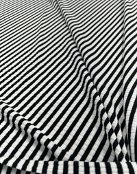 Black White Stripe 8x4 Wide Rib Stretch Fabric - T9 Fabrics