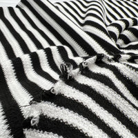 Black White Stripe Knitted Stretch Fabric - T9 Fabrics