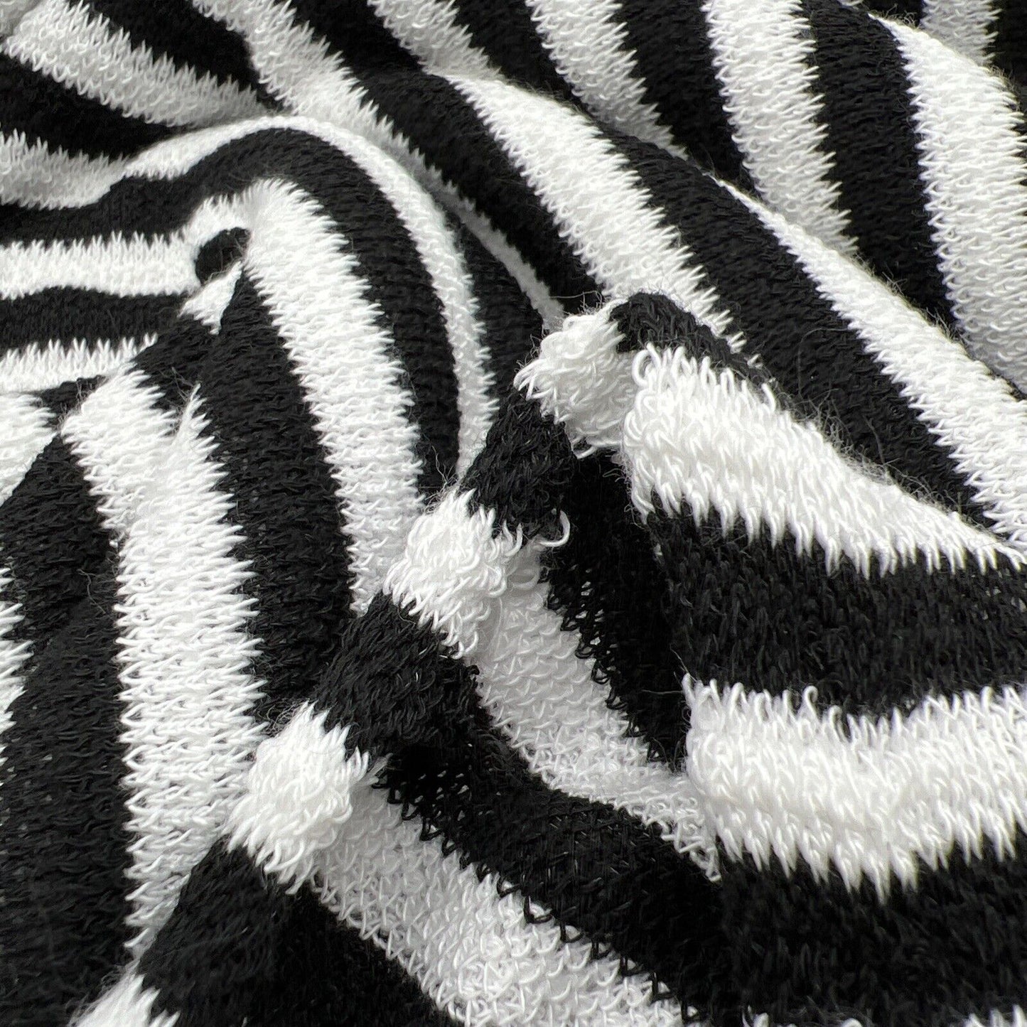 Black White Stripe Knitted Stretch Fabric - T9 Fabrics