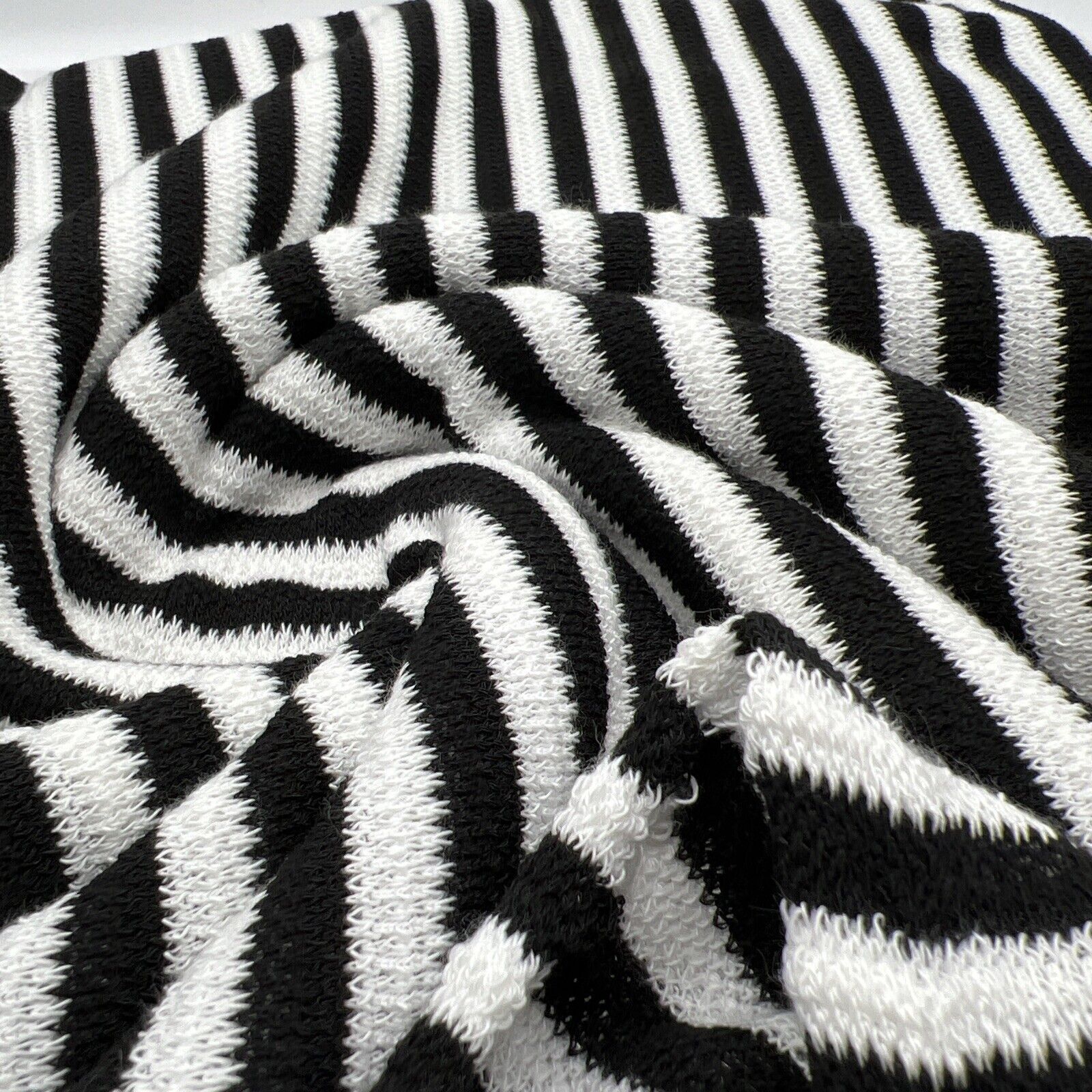 Black White Stripe Knitted Stretch Fabric - T9 Fabrics