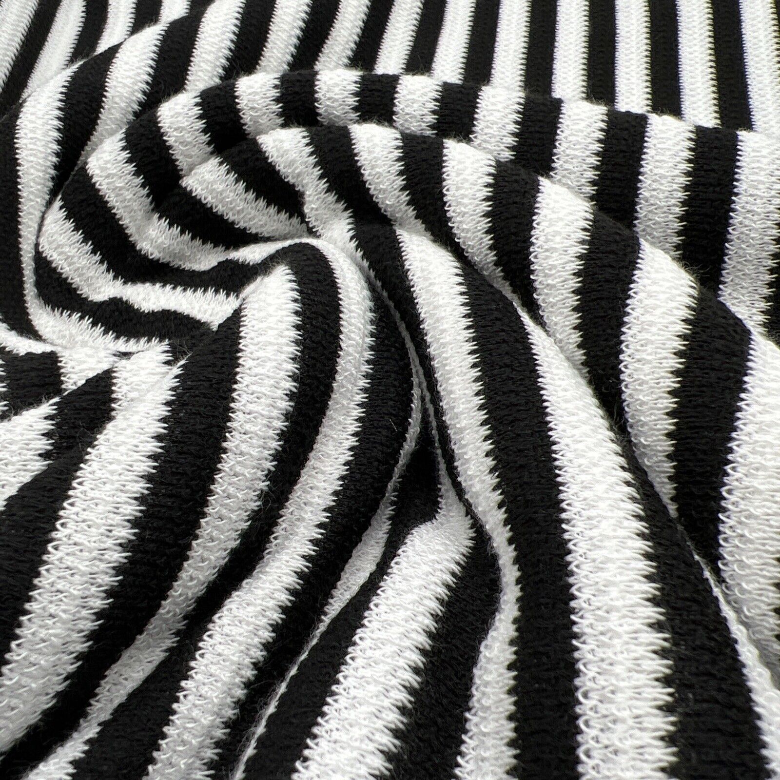 Black White Stripe Knitted Stretch Fabric - T9 Fabrics