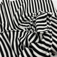 Black White Stripe Knitted Stretch Fabric - T9 Fabrics