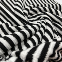 Black White Stripe Knitted Stretch Fabric - T9 Fabrics