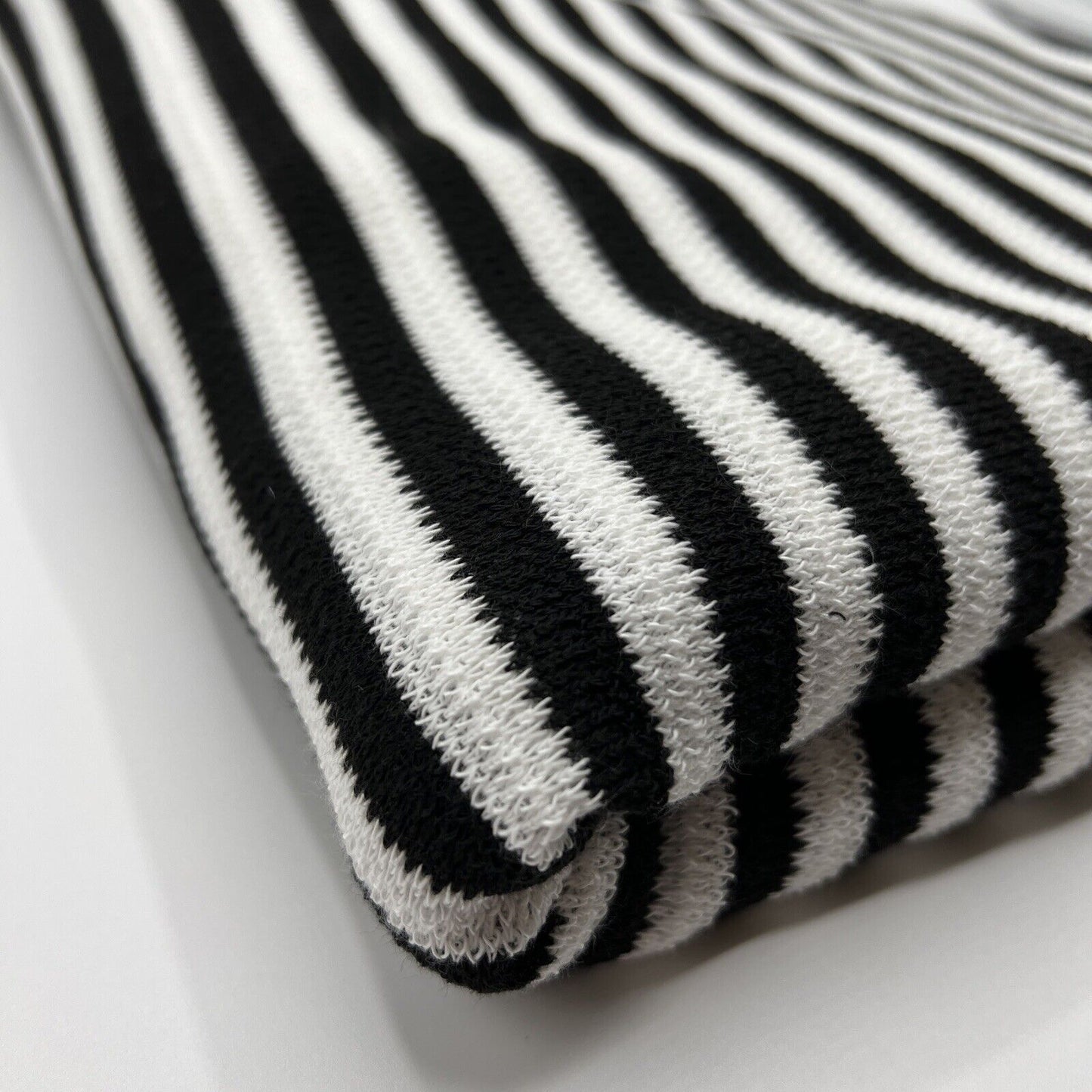 Black White Stripe Knitted Stretch Fabric - T9 Fabrics