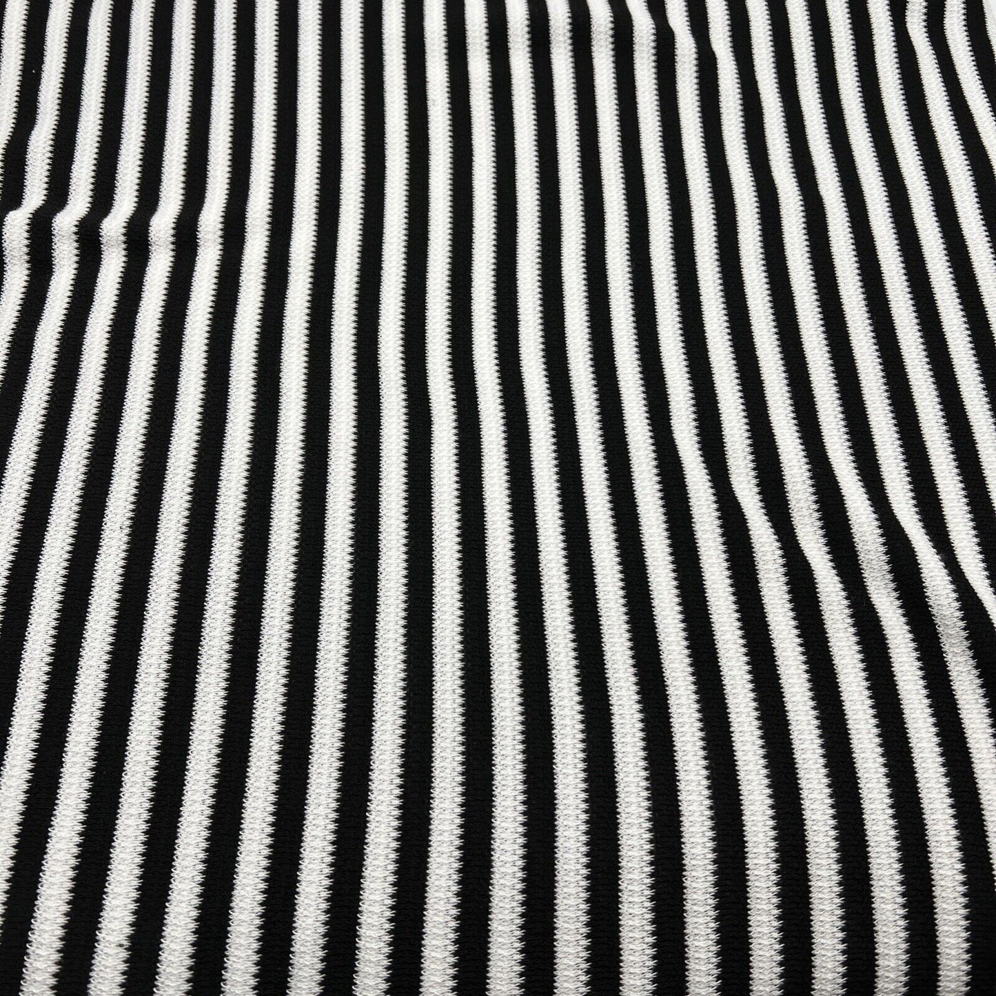 Black White Stripe Knitted Stretch Fabric - T9 Fabrics