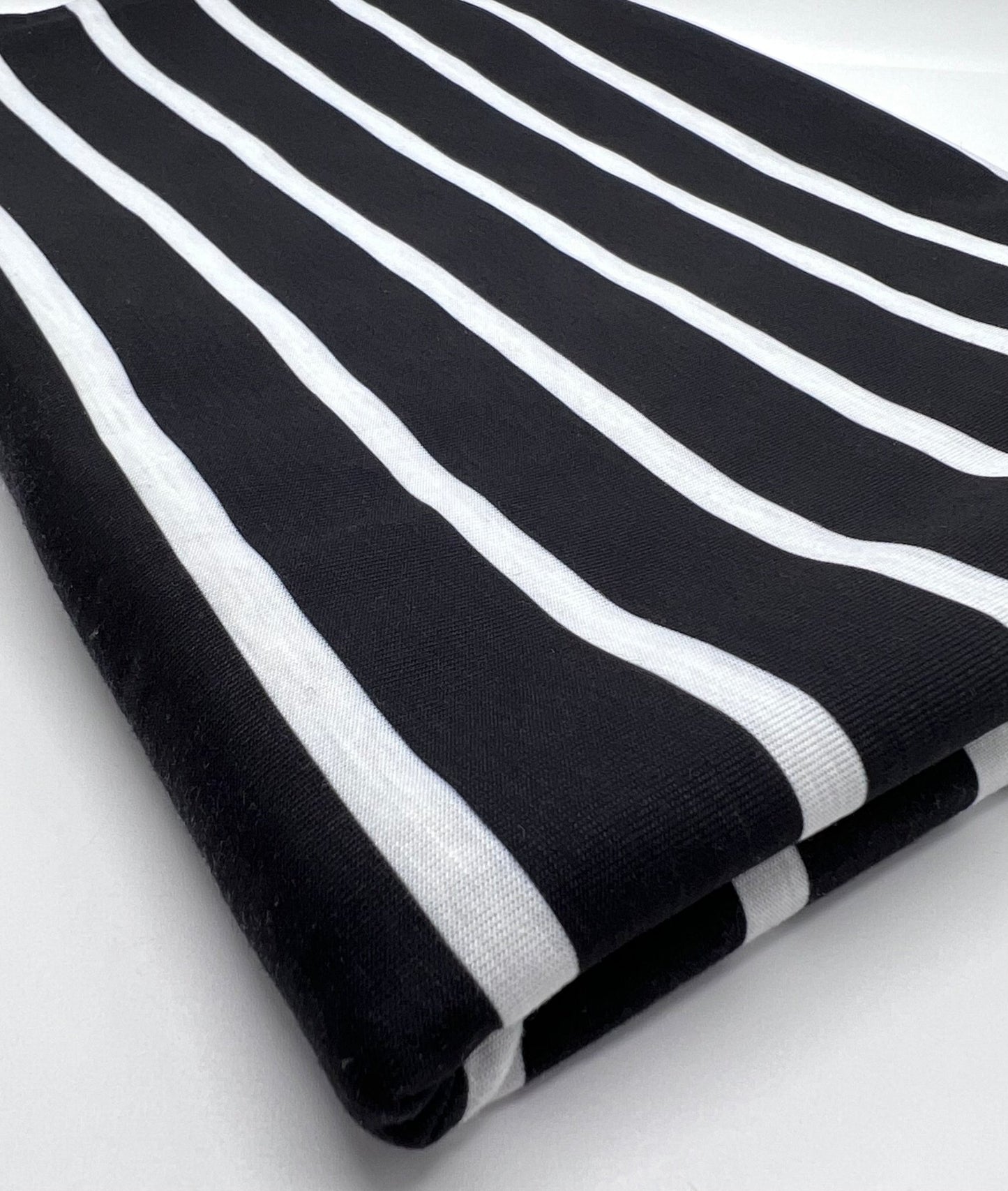 Black White Stripe Print Spun Poly Stretch Fabric - T9 Fabrics