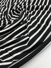 Black & White Stripe Print Viscose Elastane Fabric - T9 Fabrics