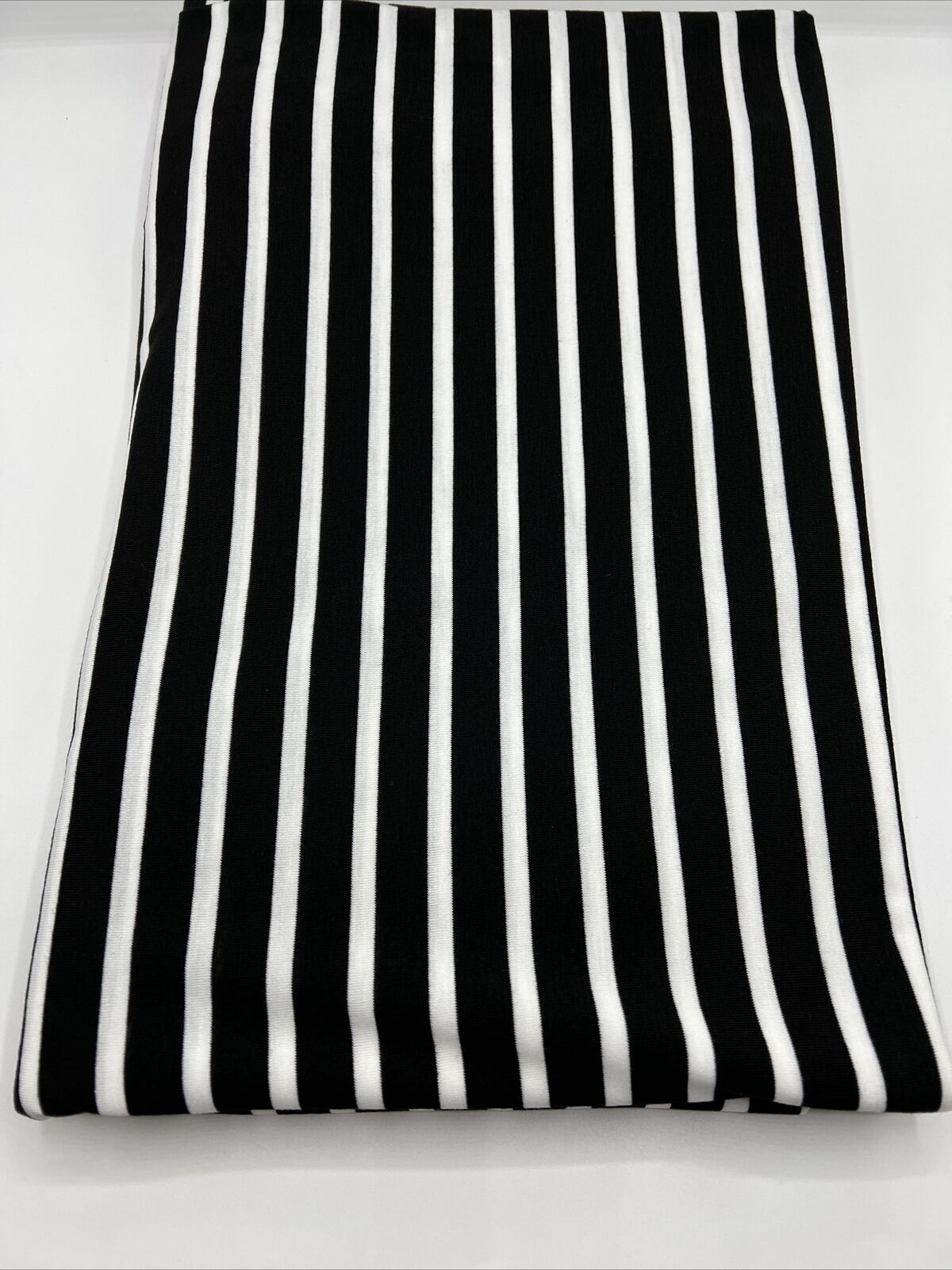 Black & White Stripe Print Viscose Elastane Fabric - T9 Fabrics