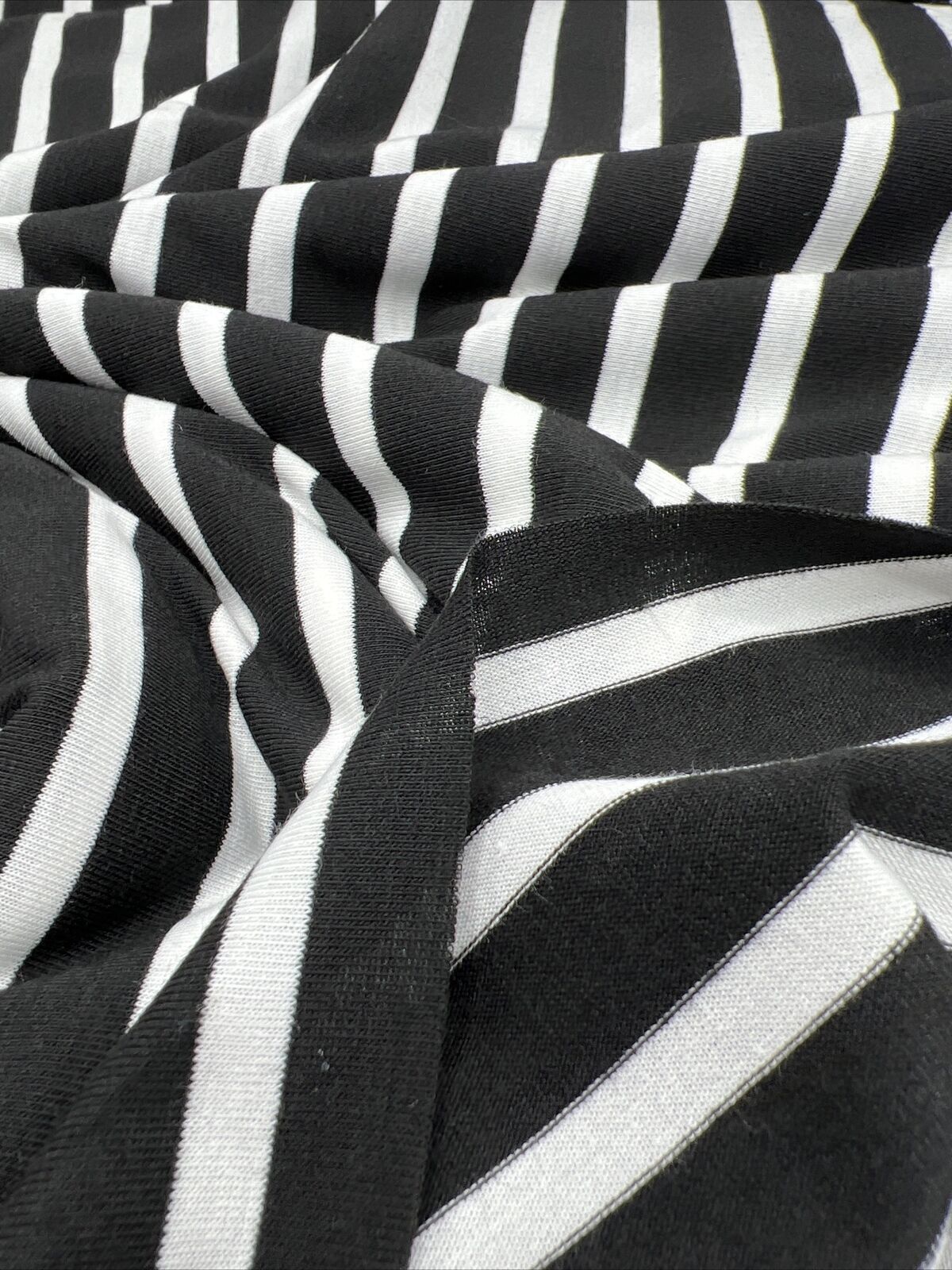 Black & White Stripe Print Viscose Elastane Fabric - T9 Fabrics