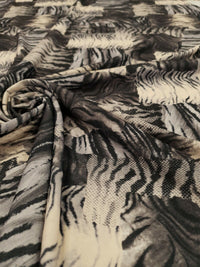 Black & White Zebra Mix Print Lightweight Jersey Crepe Fabric 4 Way Stretch - T9 Fabrics