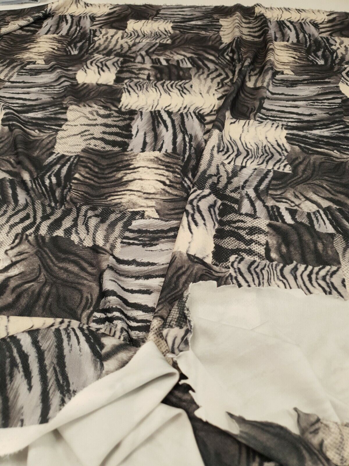 Black & White Zebra Mix Print Lightweight Jersey Crepe Fabric 4 Way Stretch - T9 Fabrics