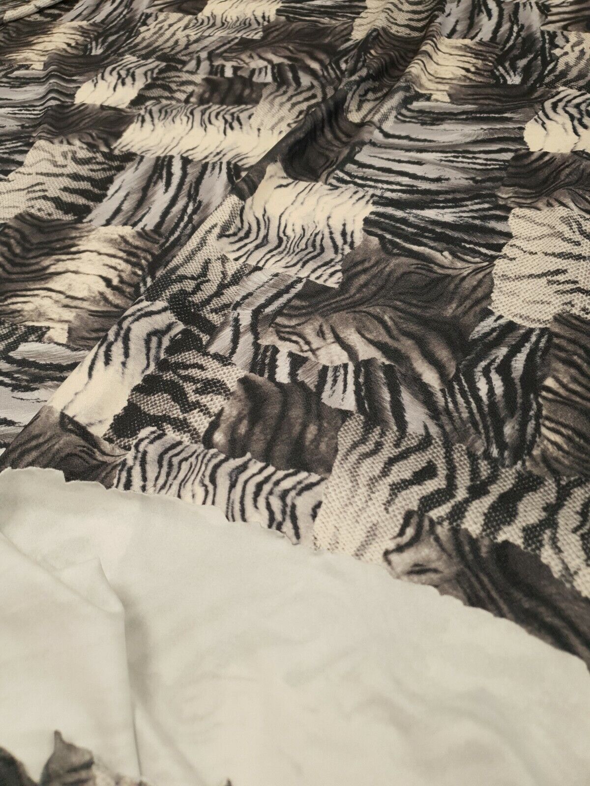 Black & White Zebra Mix Print Lightweight Jersey Crepe Fabric 4 Way Stretch - T9 Fabrics