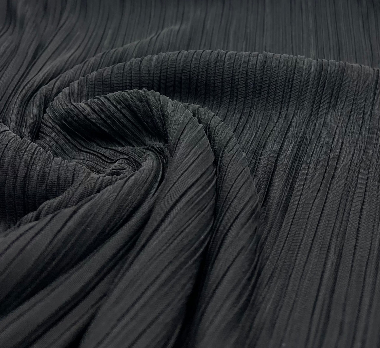 Black Wide Pleated Plisse Stretch Fabric - T9 Fabrics