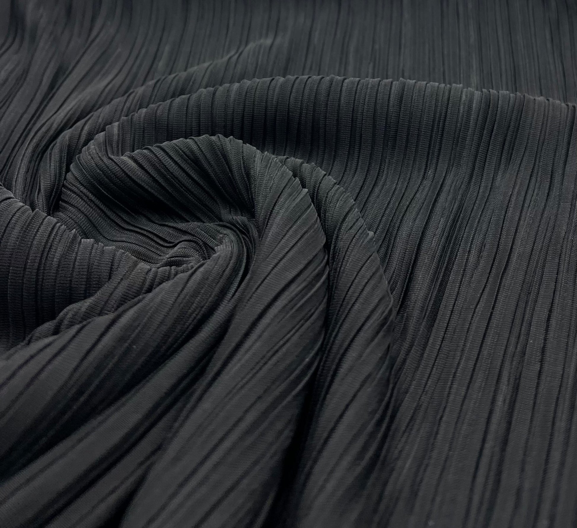 Black Wide Pleated Plisse Stretch Fabric - T9 Fabrics