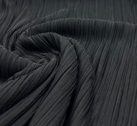 Black Wide Pleated Plisse Stretch Fabric - T9 Fabrics