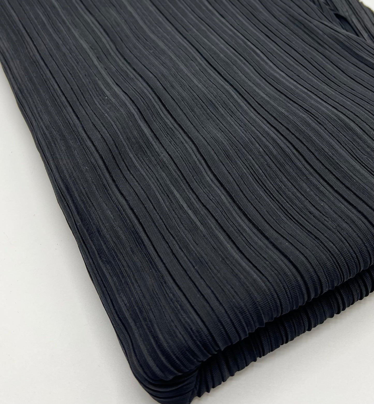 Black Wide Pleated Plisse Stretch Fabric - T9 Fabrics