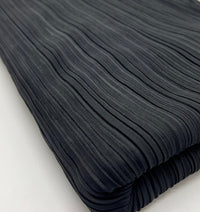 Black Wide Pleated Plisse Stretch Fabric - T9 Fabrics