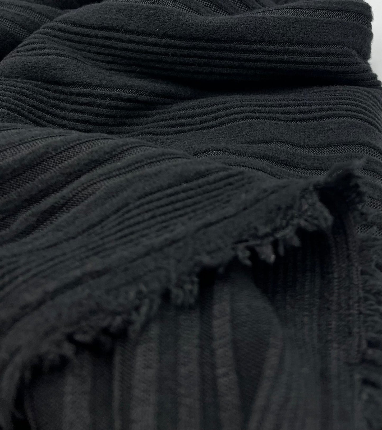 Black Wide Soft Brushed Cosy Wide Rib Stretch Fabric - T9 Fabrics