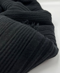 Black Wide Soft Brushed Cosy Wide Rib Stretch Fabric - T9 Fabrics