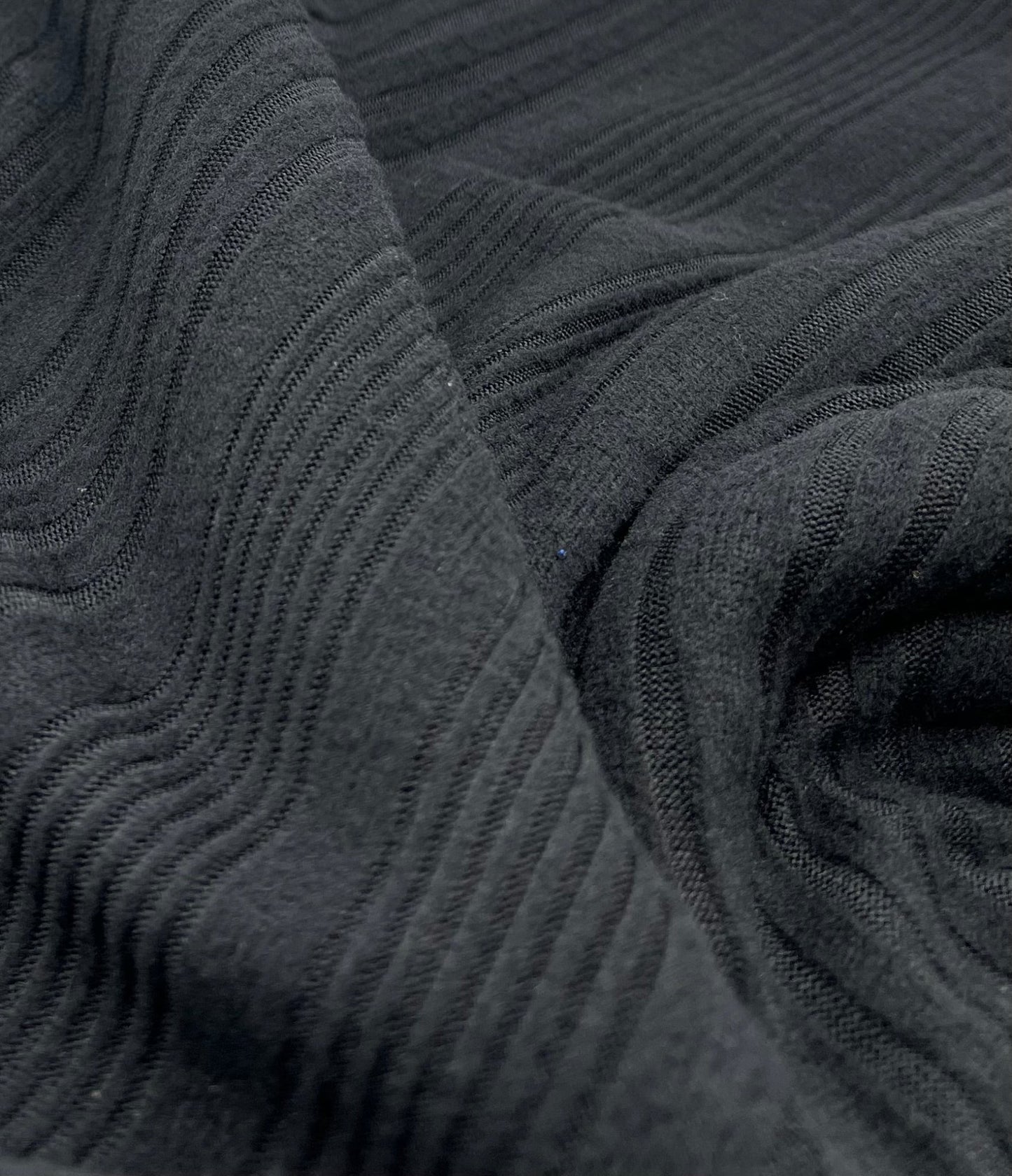 Black Wide Soft Brushed Cosy Wide Rib Stretch Fabric - T9 Fabrics