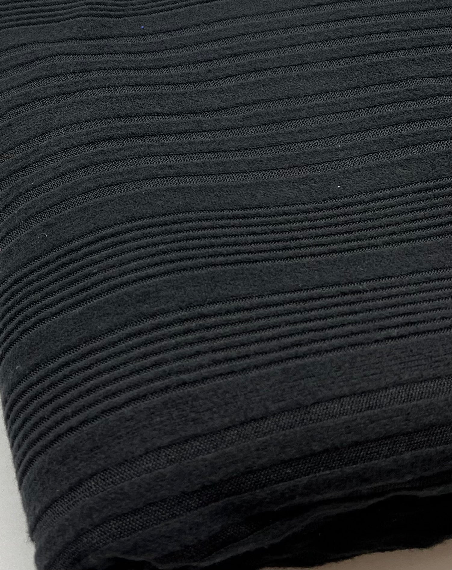 Black Wide Soft Brushed Cosy Wide Rib Stretch Fabric - T9 Fabrics