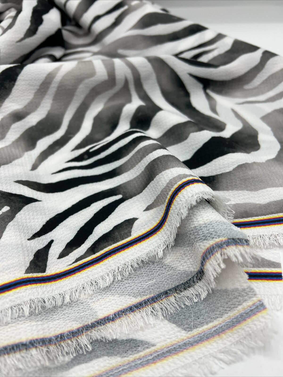 Black Zebra Print Chiffon Fabric - T9 Fabrics