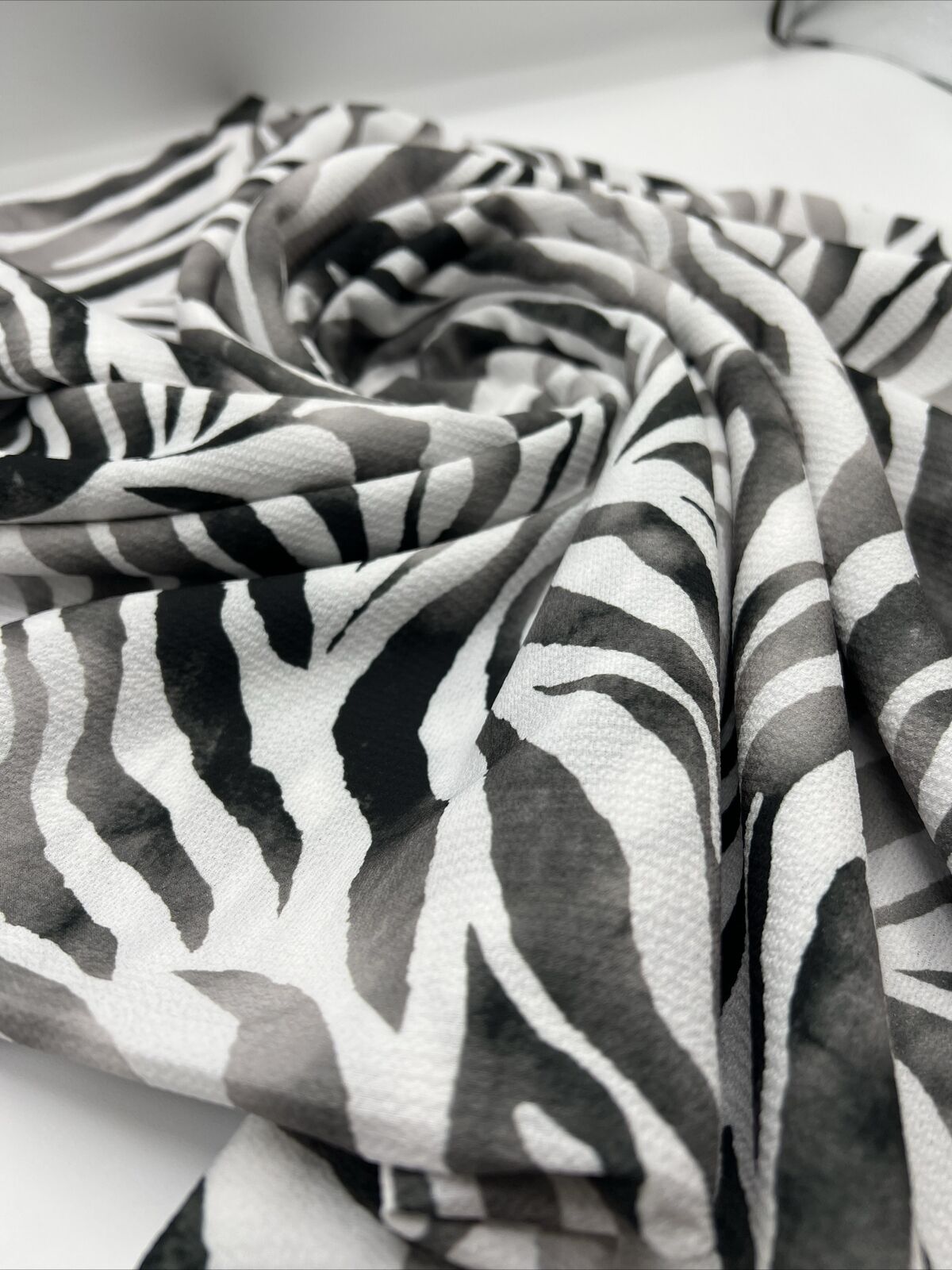 Black Zebra Print Chiffon Fabric - T9 Fabrics