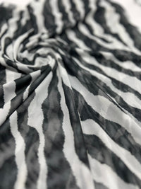 Black Zebra Print Mesh Fabric 2 Way Stretch - T9 Fabrics