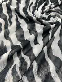 Black Zebra Print Mesh Fabric 2 Way Stretch - T9 Fabrics