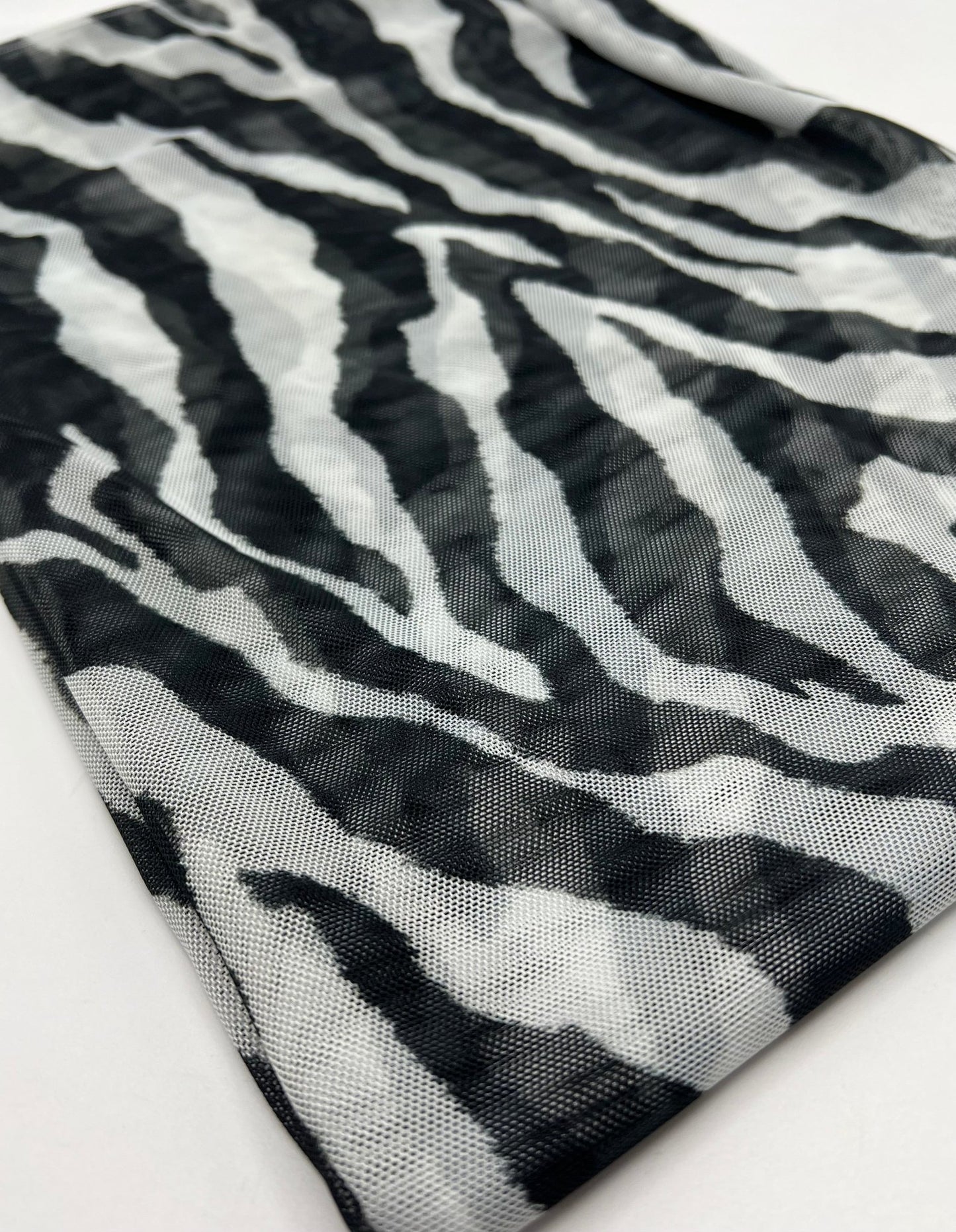 Black Zebra Print Mesh Fabric 2 Way Stretch - T9 Fabrics