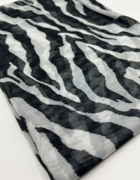 Black Zebra Print Mesh Fabric 2 Way Stretch - T9 Fabrics