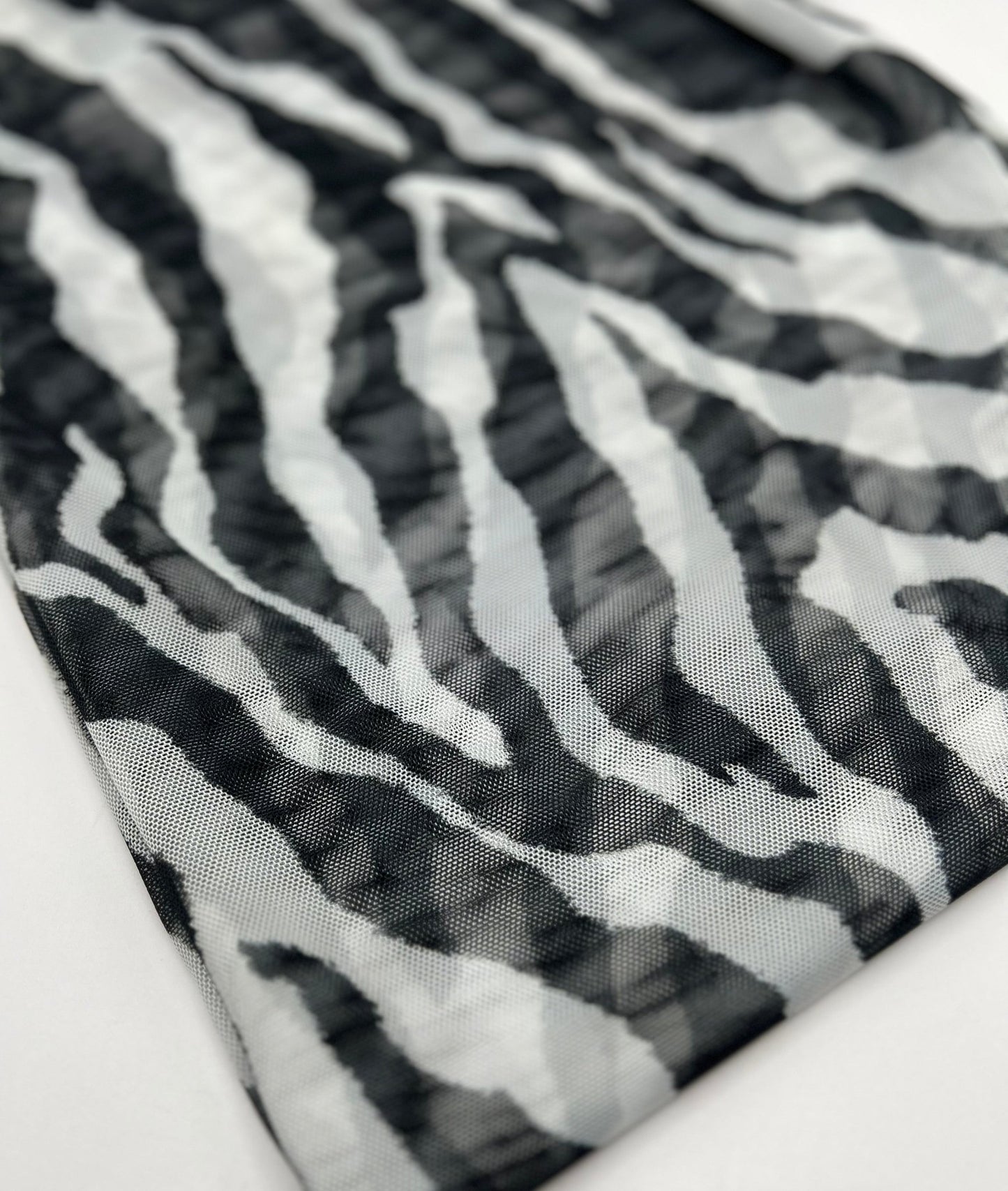 Black Zebra Print Mesh Fabric 2 Way Stretch - T9 Fabrics