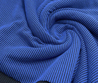 Blue & Black Crinkle Rib Stretch Fabric - T9 Fabrics