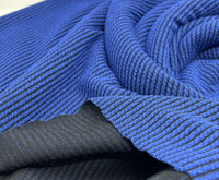 Blue & Black Crinkle Rib Stretch Fabric - T9 Fabrics