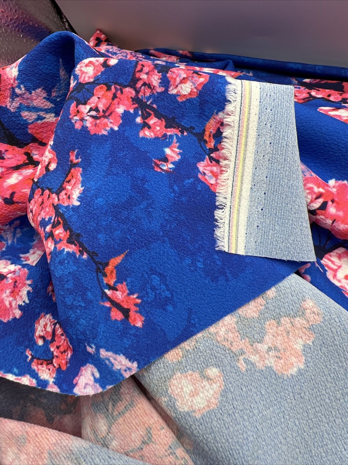 Blue Blossom Print Chiffon Fabric - T9 Fabrics